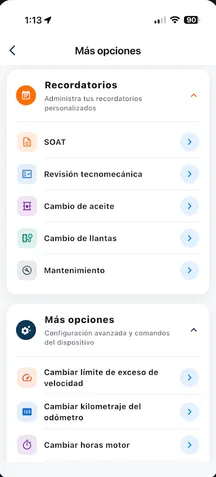 Lista de recordatorios de documentos y mantenimiento del vehículo